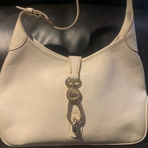 Dooney & Bourke small white reversible logo lock Crescent shoulder bag